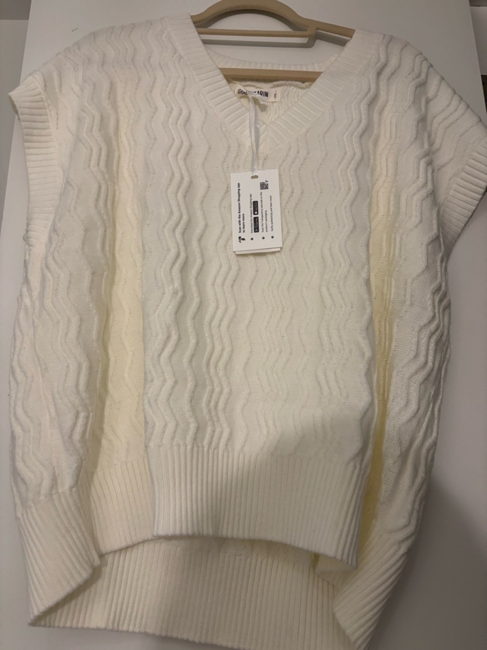 Grace Karin Cream Cable-Knit V-Neck Sweater Vest